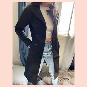 Black vintage denim trench coat